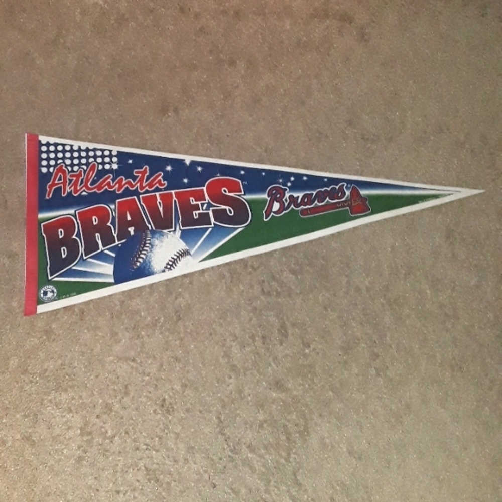 c VTG 1996 ATLANTA BRAVES PENNANT TAG EXPRESS TRENCH